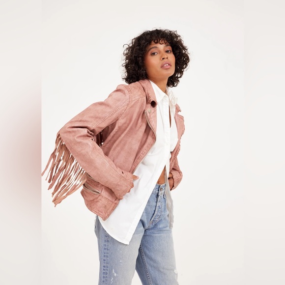 Mauritius Zoe RF Leather Jacket in Light Pink - Picture 1 of 16